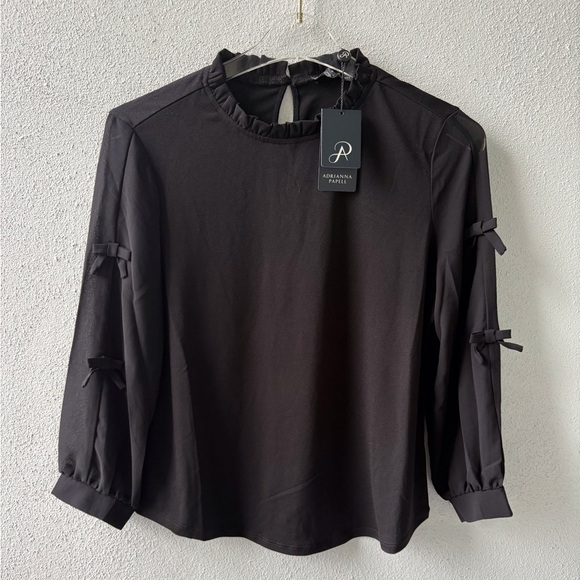 Adrianna Papell Ruffle Neck Keyhole Back Closure Size S Bow Goth Office Party - Picture 1 of 10